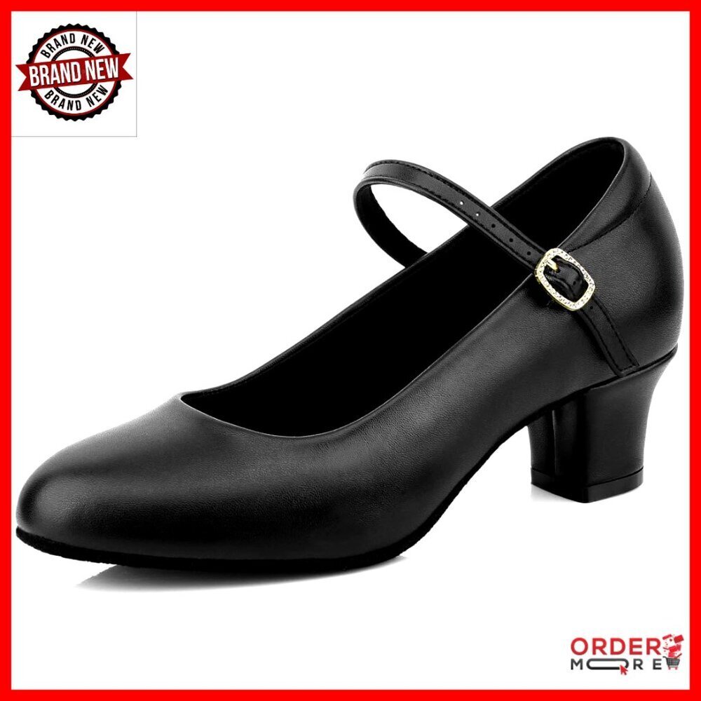 Women's Ankle Strap Dance Heels 2.2" Character Shoes Leather